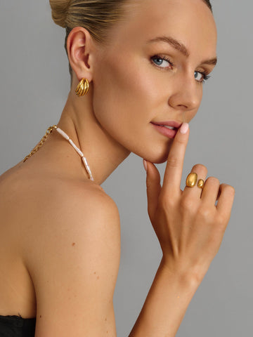 Nialaya Women's Ring Chunky Cuff Ring in Gold Chunky Cuff Ring in Gold One Size WRING_083